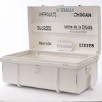 Baule in metallo bianco, 70x40H30 cm