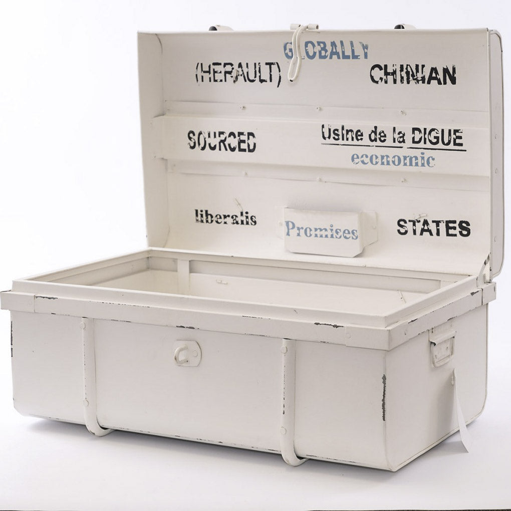Baule in metallo bianco, 70x40H30 cm