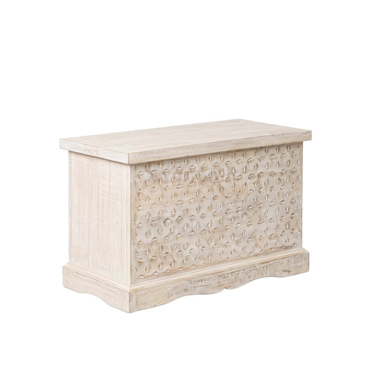 Baule "Goa" in mango sbiancato, 70x43x46 cm