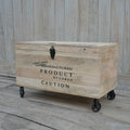 Baule in legno di mango con ruote, 70x36x44 cm