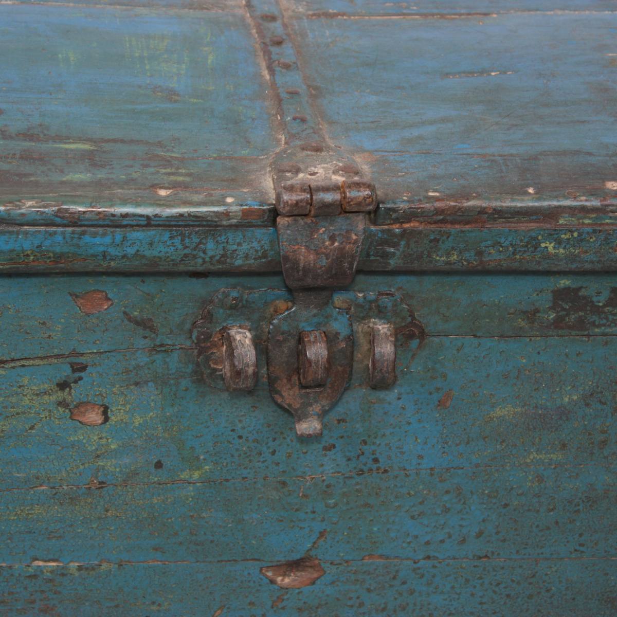 Baule in legno di teak azzurro, 122x67x49 cm