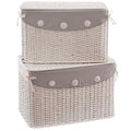 Baule in rattan bianco, set di 2, 68x42H43 cm