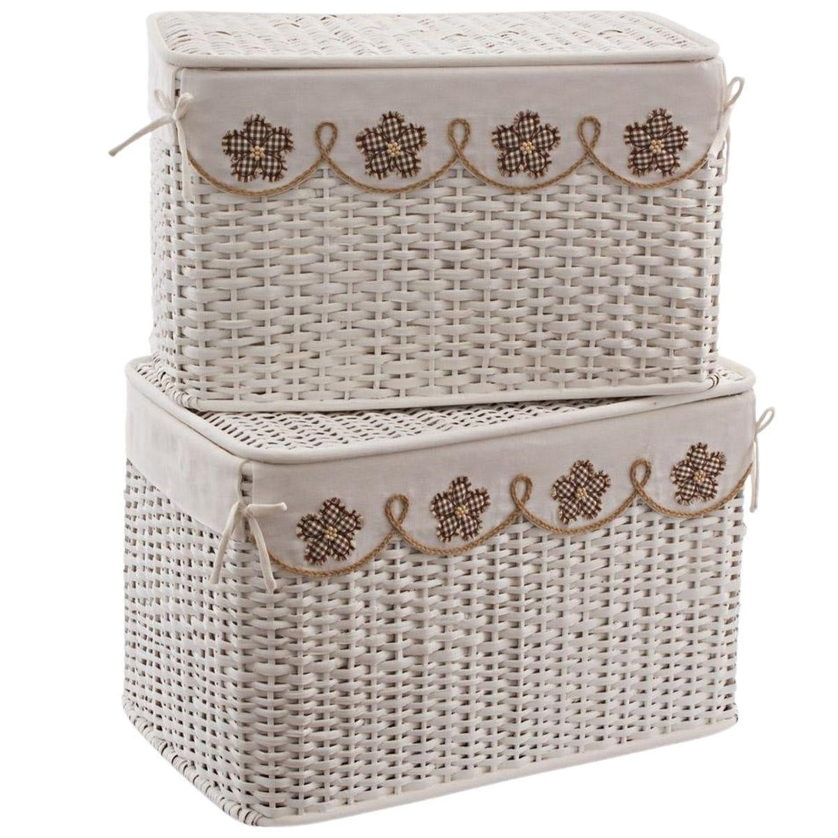 Baule portabiancheria in rattan, 68x42x43 cm, set di 2