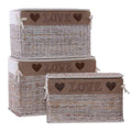 Baule in rattan sbiancato, 68x42H43 cm, set di 3