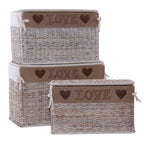 Baule in rattan sbiancato, 68x42H43 cm, set di 3