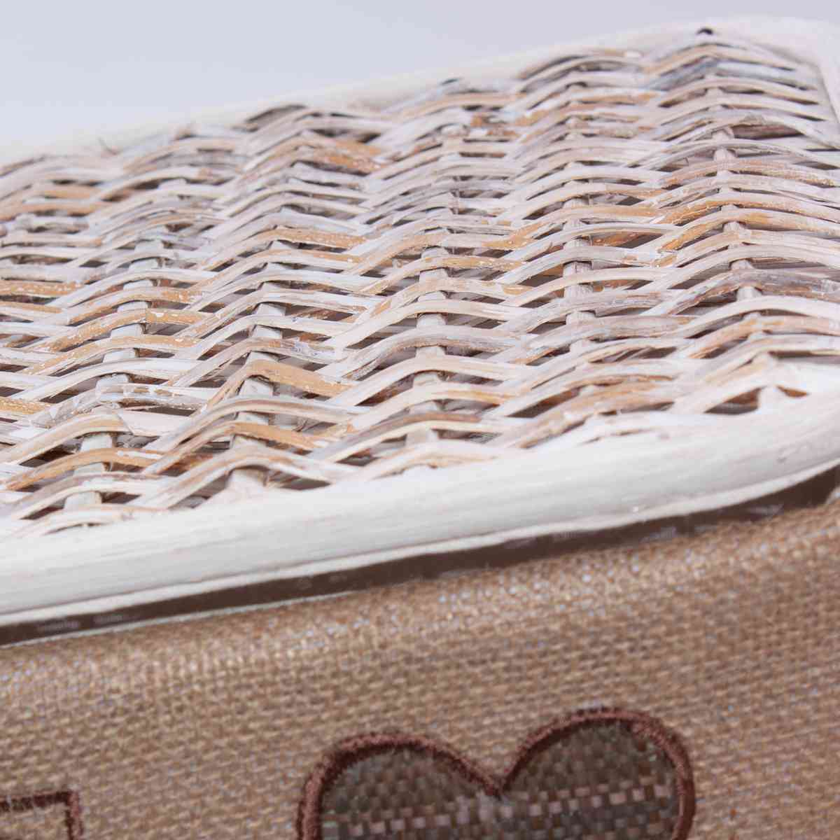 Baule in rattan sbiancato, 68x42H43 cm, set di 3
