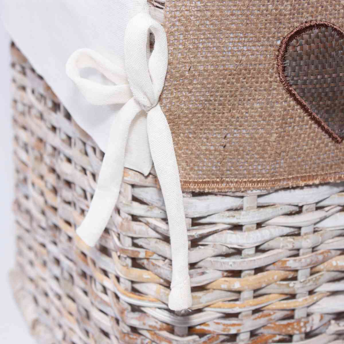 Baule in rattan sbiancato, 68x42H43 cm, set di 3