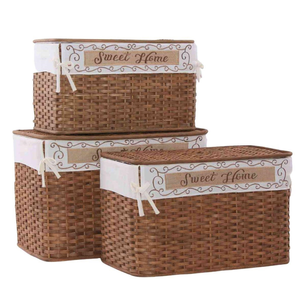 Baule portabiancheria in bambu', set di 3, 68x42x43 cm