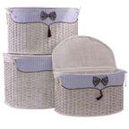 Bauli semirotondi in bambù bianco, set di 3, 68x42x43 cm