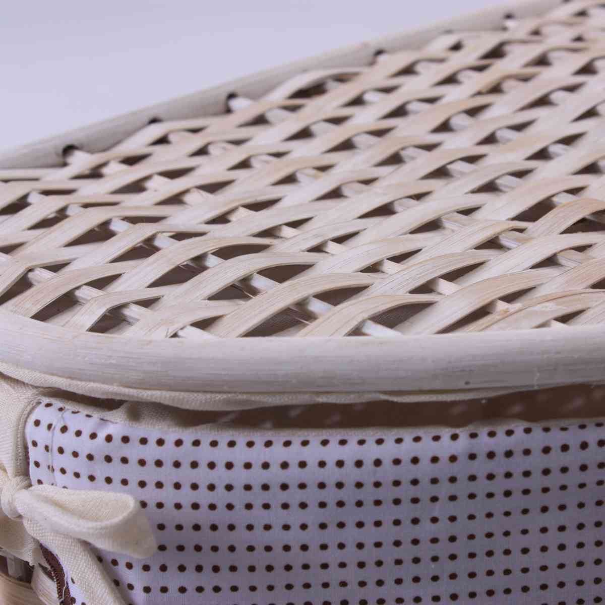 Bauli semirotondi in bambù bianco, set di 3, 68x42x43 cm