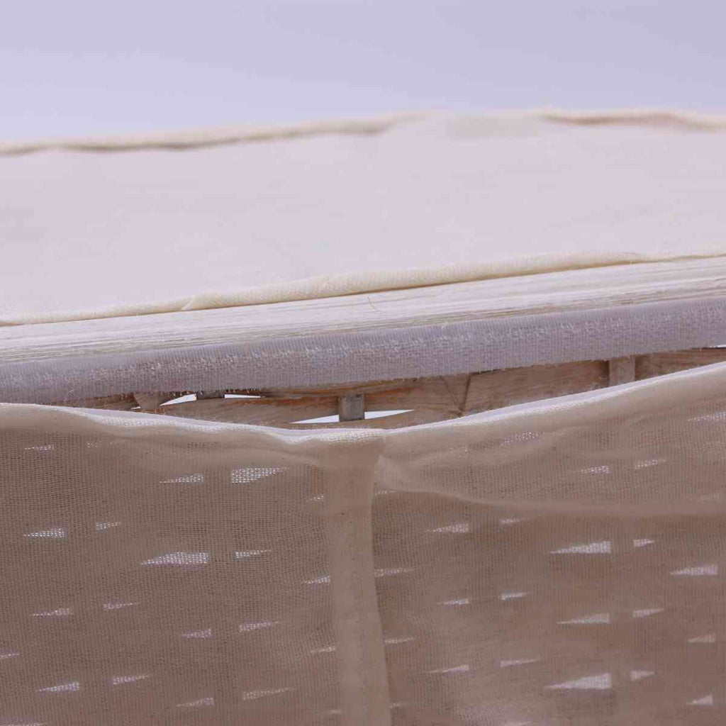 Bauli semirotondi in bambù bianco, set di 3, 68x42x43 cm