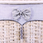 Bauli semirotondi in bambù bianco con fodera e fiocco, set da 3, 68x42x43 cm