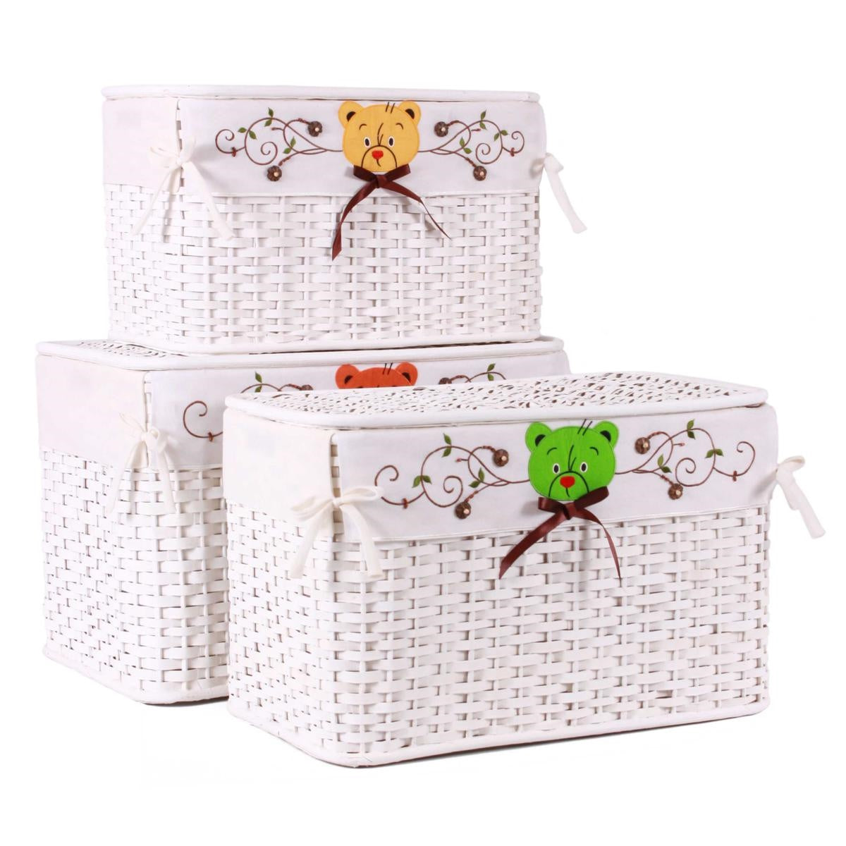 Baule in rattan orsetti, 65x40x42 cm