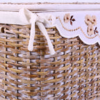 Bauli in rattan sbiancato, set di 3, 65x40x42 cm