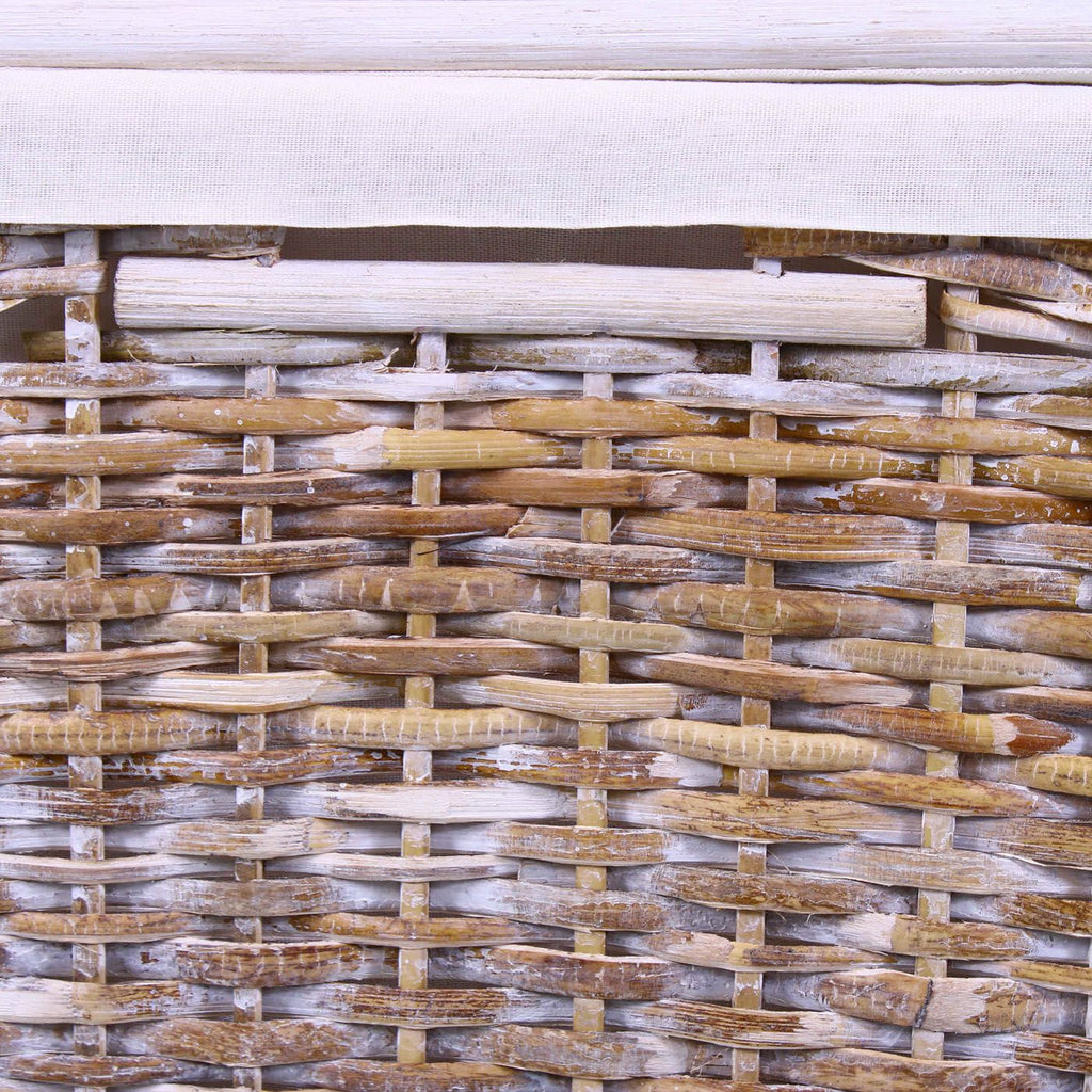 Bauli in rattan sbiancato, set di 3, 65x40x42 cm