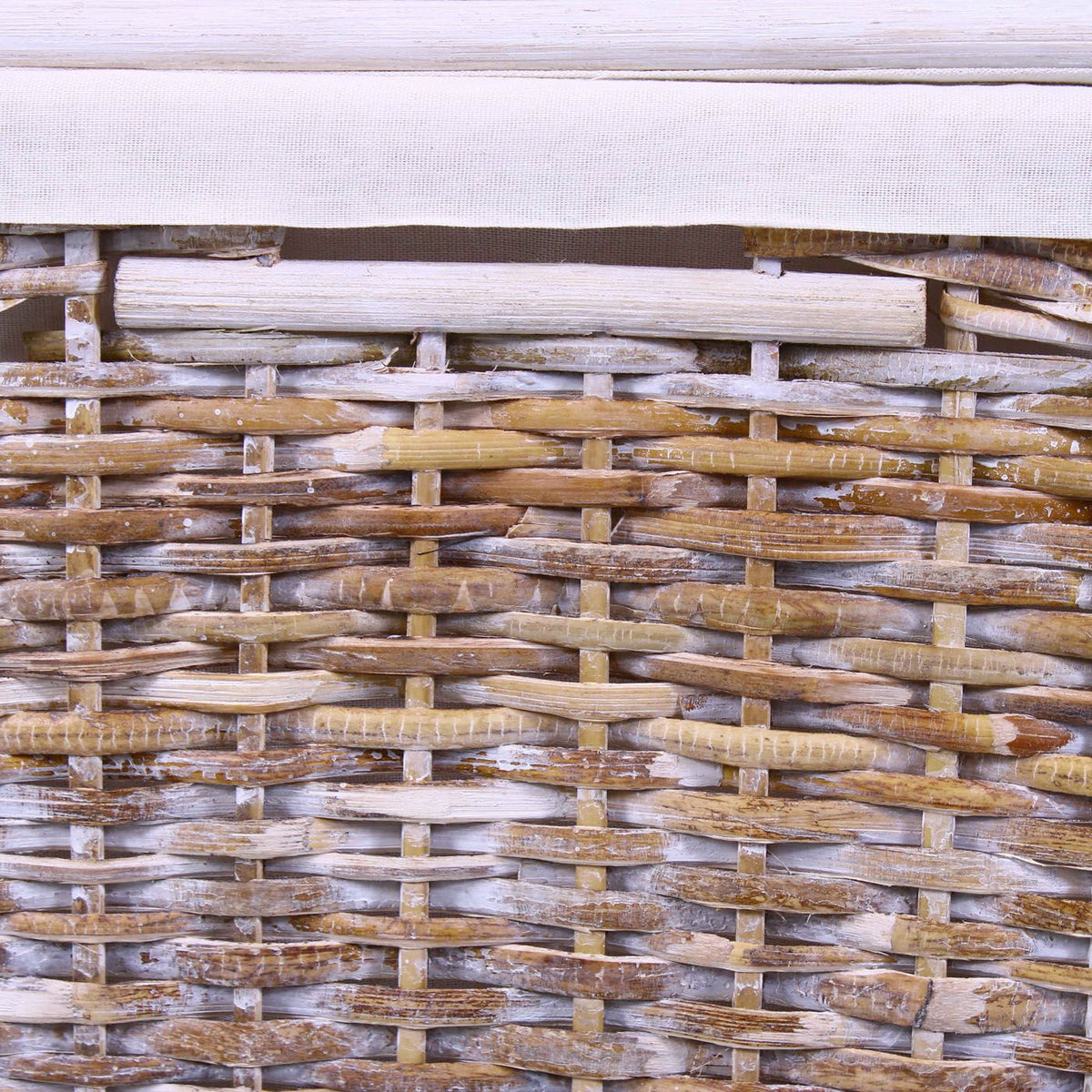 Bauli in rattan sbiancato, set di 3, 65x40x42 cm