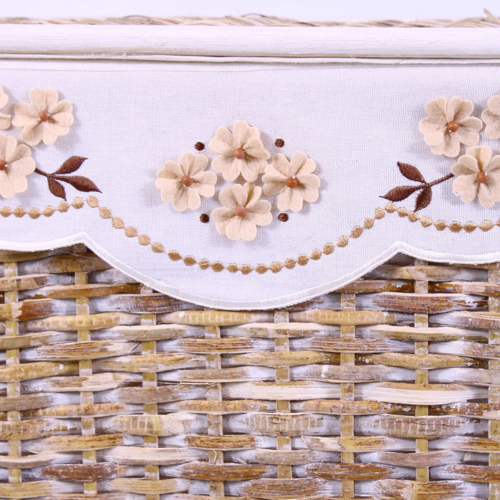 Bauli in rattan sbiancato, set di 3, 65x40x42 cm