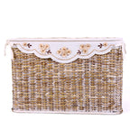 Bauli in rattan sbiancato, set di 3, 65x40x42 cm