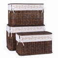 Baule in rattan foderato, set di 3, 65x40H42 cm