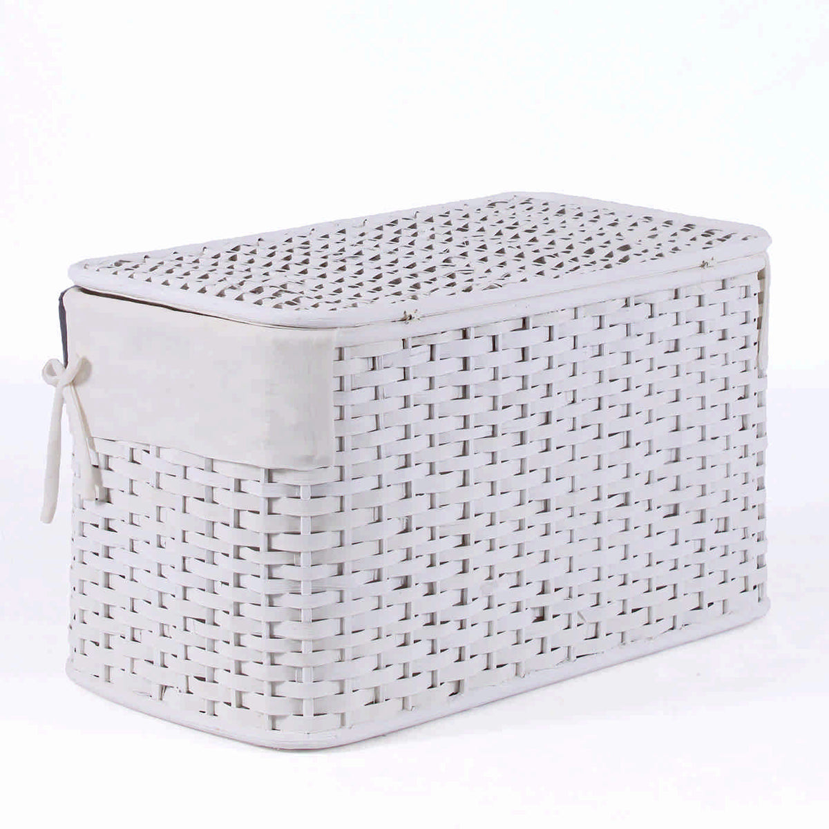 Bauli in bambù bianco foderati, set di 3, 65x40x42 cm
