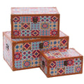 Baule in mdf fantasia, set di 3, 50x30H25 cm