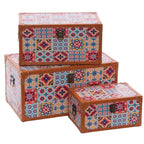 Baule in mdf fantasia, set di 3, 50x30H25 cm