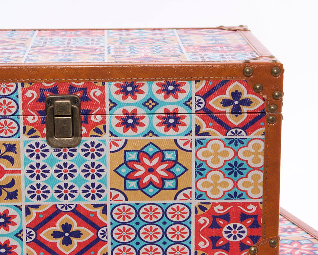 Baule in mdf fantasia, set di 3, 50x30H25 cm