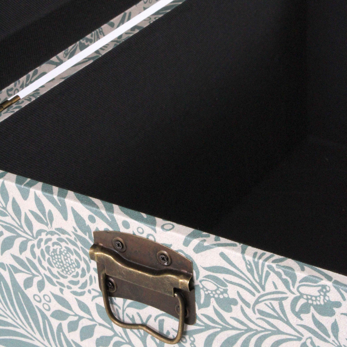 Baule in mdf e lino con stampa floreale, 60x40H40 cm, set di 3