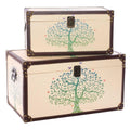 Bauli in MDF con stampa albero, set di 2, 48x28x26 cm