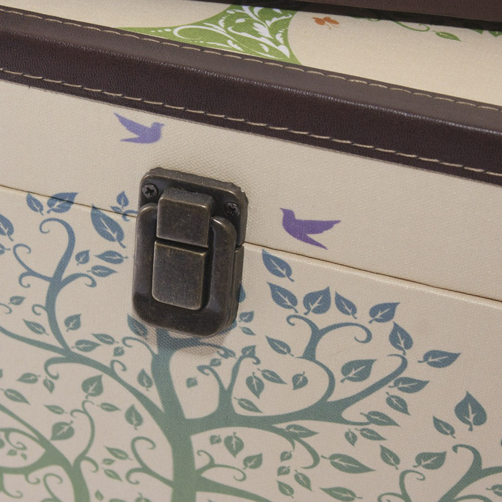 Bauli in MDF con stampa albero, set di 2, 48x28x26 cm