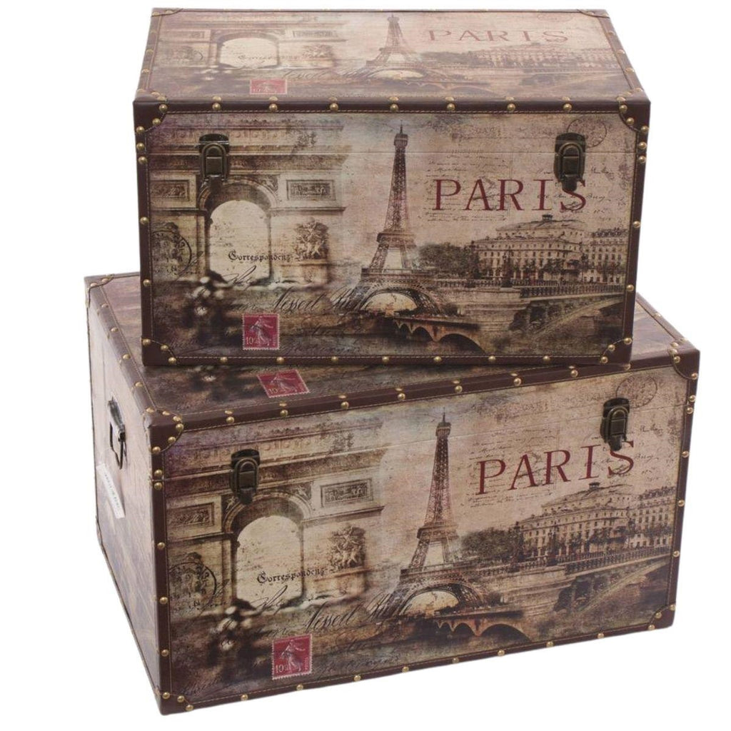 Baule in mdf Paris, 68x42H40 cm, set di 2