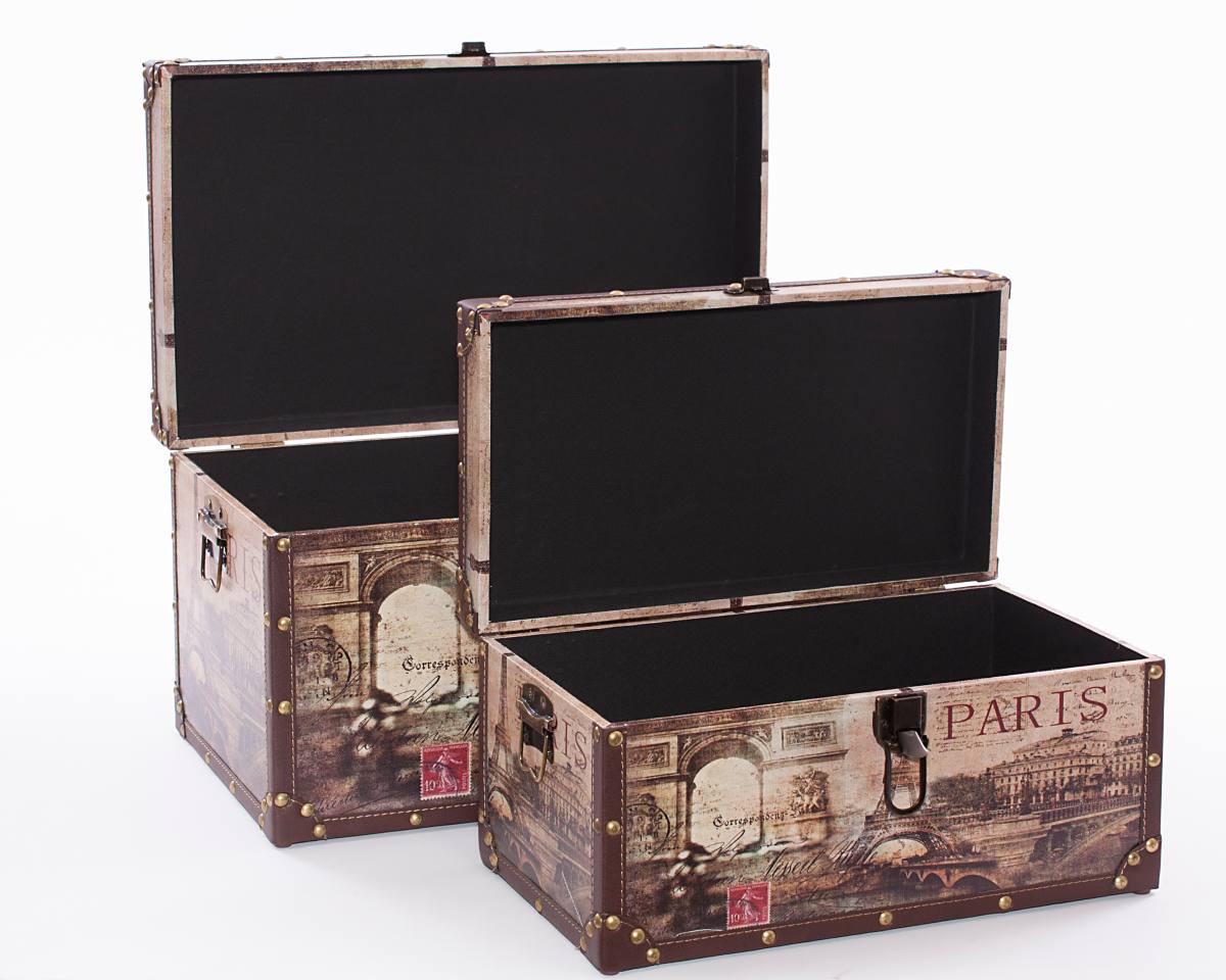 Bauli in MDF Paris, set di 2, 48x28x26 cm