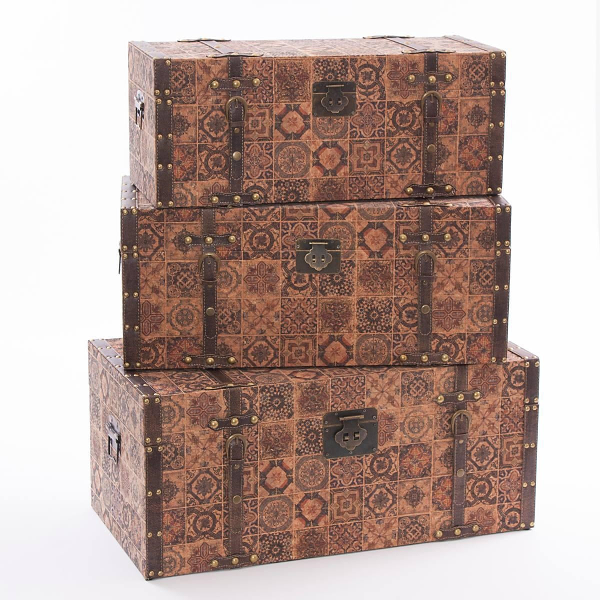 Baule in mdf fantasia, set di 3, 71x36H31 cm