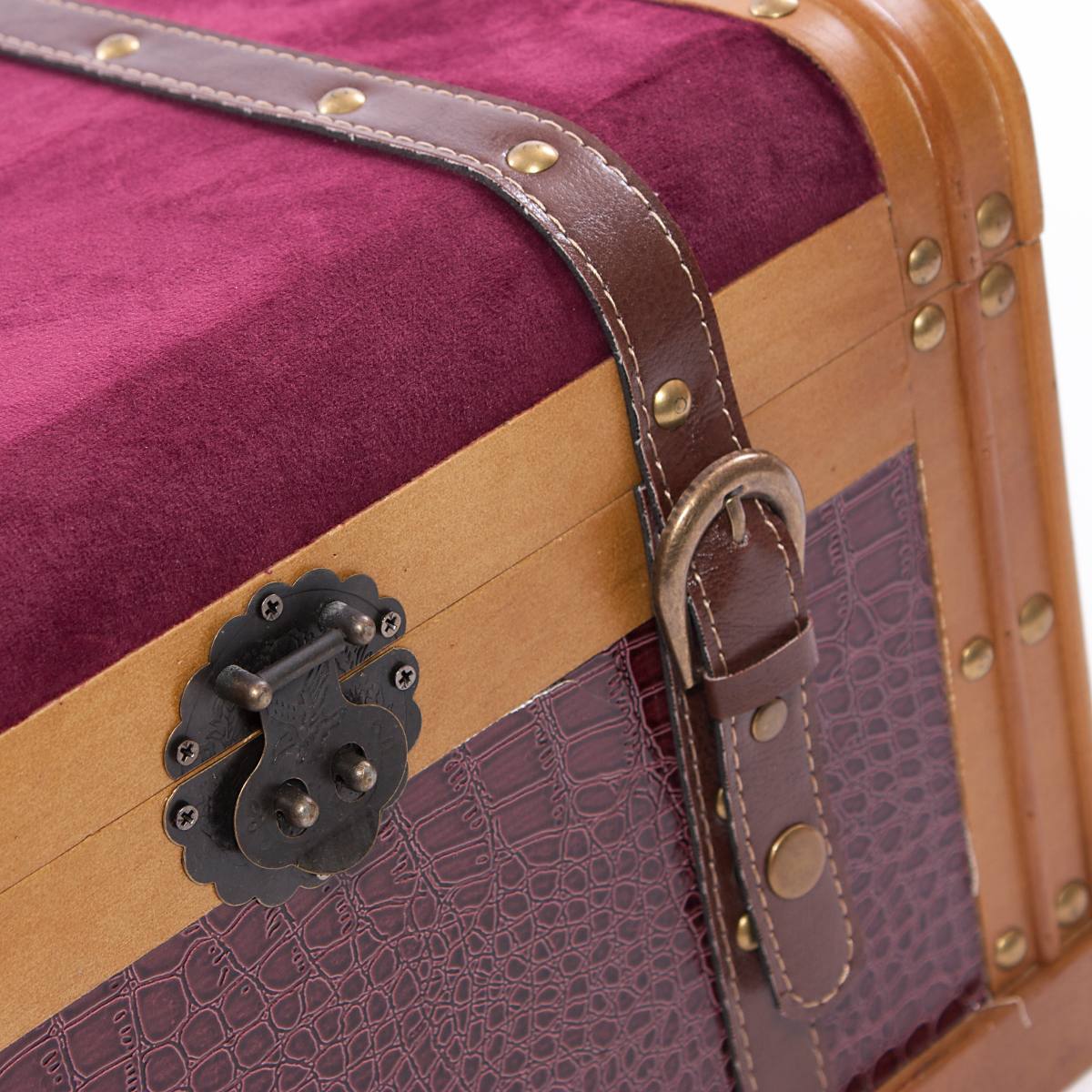 Bauli organizer in MDF e velluto, set di 3, 50x30x30 cm