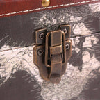 Baule in legno con stampa planisfero, set di 3, 59x35H35 cm