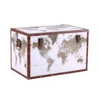Baule in legno con stampa planisfero, set di 3, 59x35H35 cm