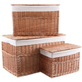 Baule in vimini bollito, 80x48x49 cm, set di 3