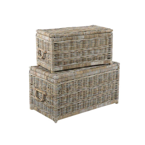 Baule in giunco grigio, 90x48x48 cm