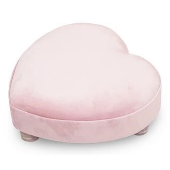 Poggiapiedi cuore velluto rosa cm 30x30x14h