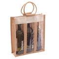 Portabottiglie triplo in juta naturale, 30x10x35 cm