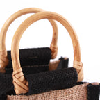 Portabottiglie singolo in juta nero, 10x10H35 cm (kit da 10)