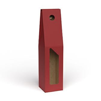 Portabottiglia in cartone rosso liscio per 1 bottiglia, 9x9H38 cm (kit da 10)