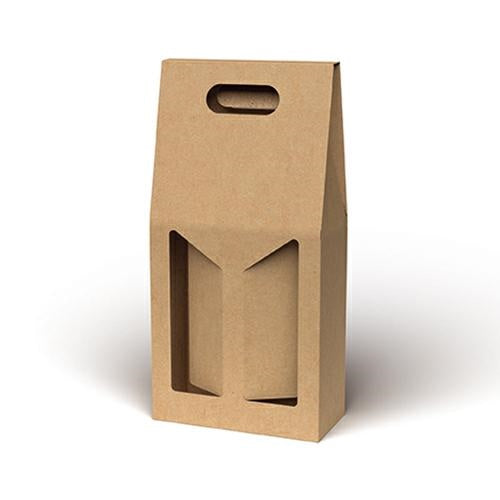 Portabottiglie doppio in cartone avana, 9x18H41 cm (kit da 10)