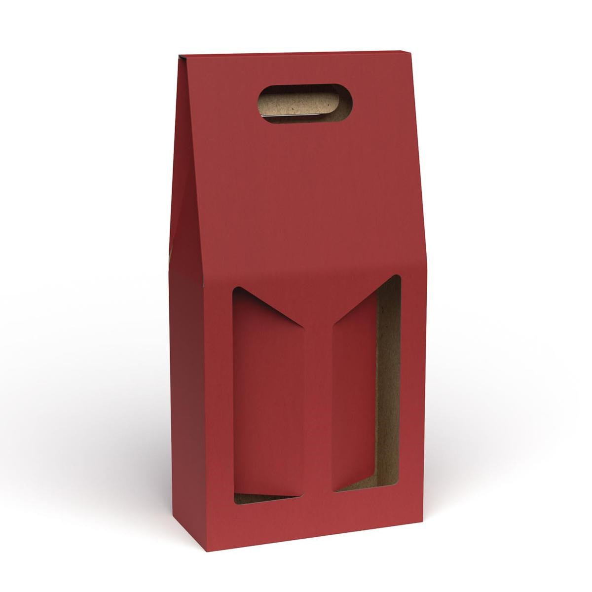 Portabottiglia in cartone rosso per 2 bottiglie, 18x9x38 cm (kit da 10)