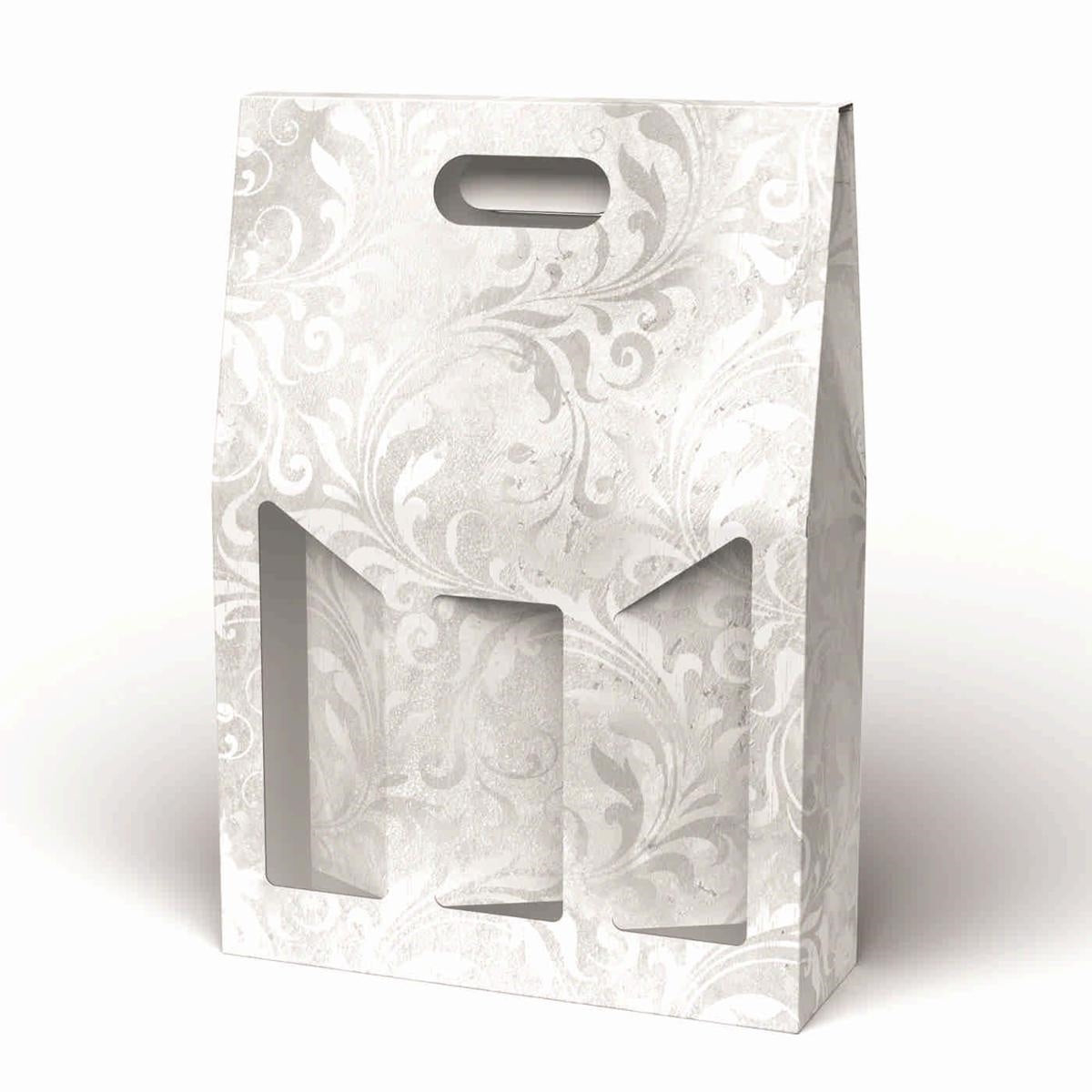 Portabottiglie in cartone damascato per 3 bottiglie con finestra, 27x9H38 cm (kit da 10)