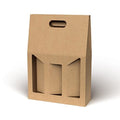 Portabottiglie triplo in cartone liscio avana, 27x9x41 cm (kit da 10)