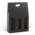 Portabottiglia in cartone per 3 bottiglie, finitura nera, 27x9x38 cm (kit da 10)