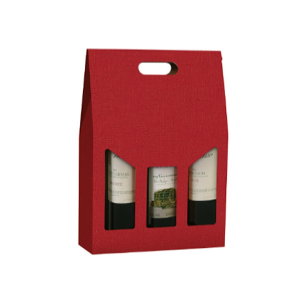 Portabottiglie in cartone rosso goffrato, 27x9x41 cm (kit da 10)
