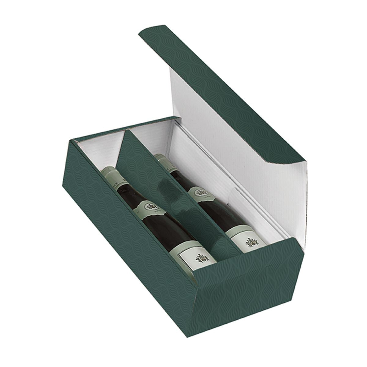 Portabottiglie doppio in cartone verde, 20x36,5H10 cm (kit da 10)