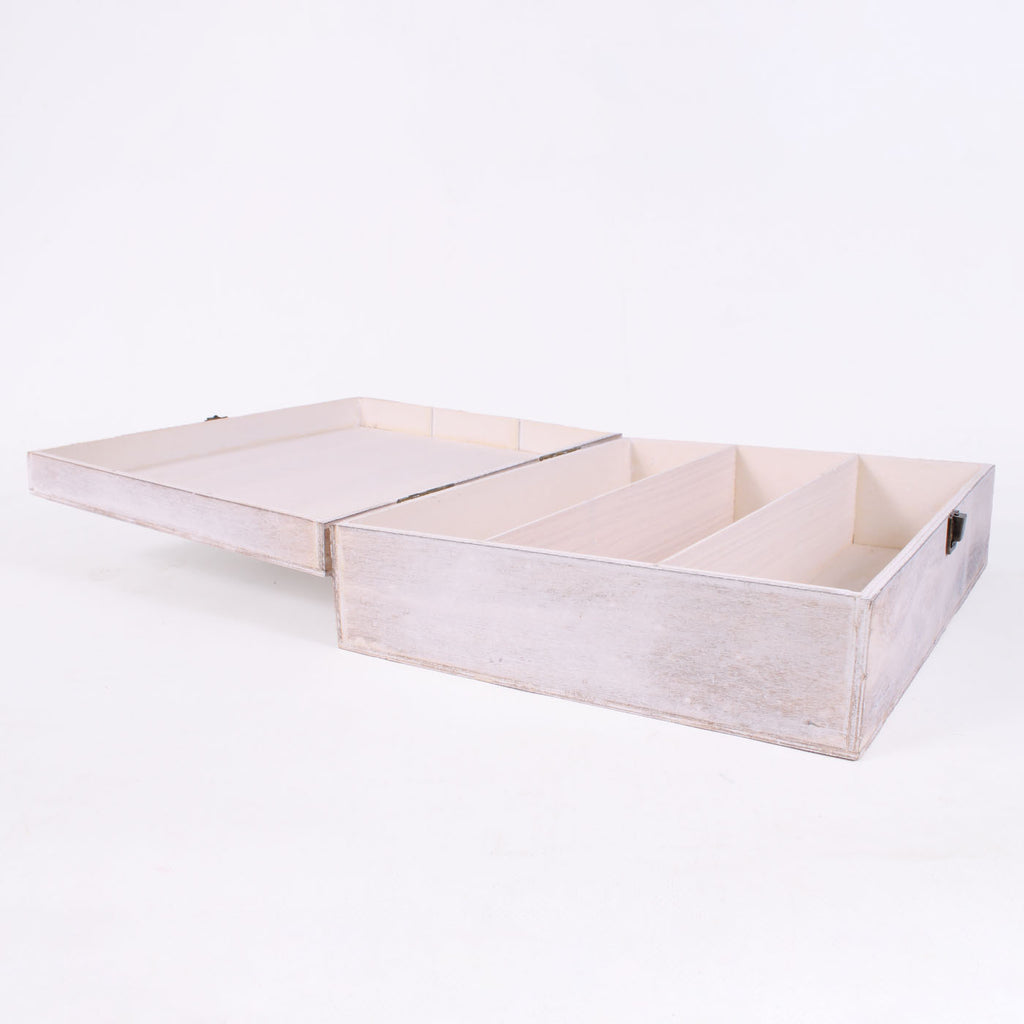 Portabottiglia in legno di paulownia per 3 bottiglie, 36x30x10 cm